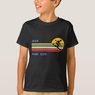 Park City Utah Skiing Skier Ski Retro Sun  T-shirt