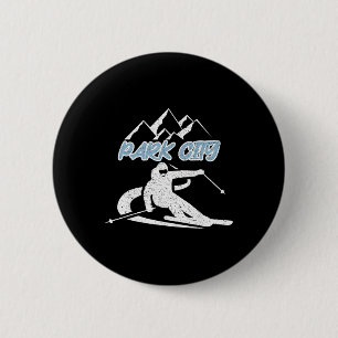 Park City Utah Sneeuwberg Skiën Skiloper Vintage Ronde Button 5,7 Cm
