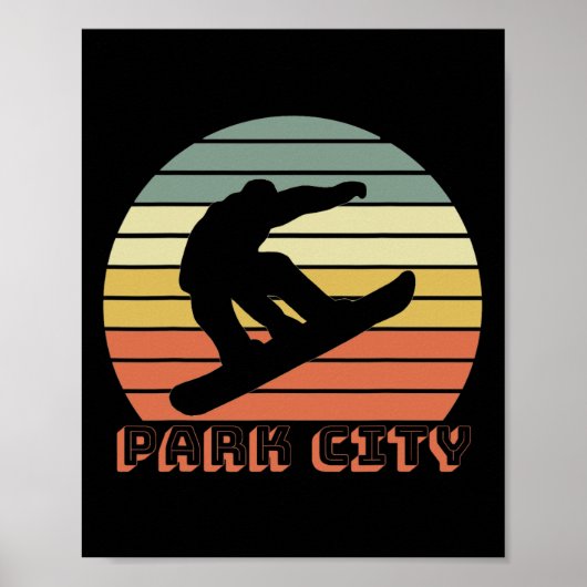 Park City Utah Snowboard Retro Sunset Poster (Voorkant)