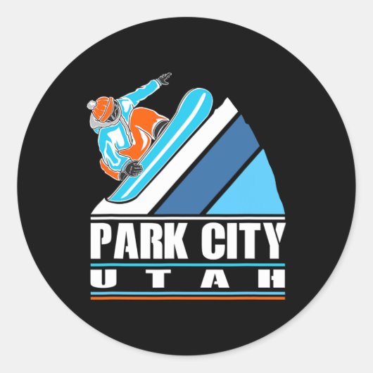 Park City Utah -  snowboarder Ronde Sticker (Voorkant)
