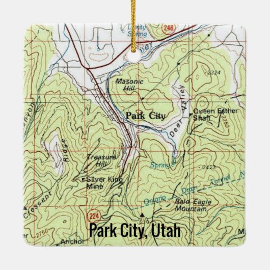 Park City Utah Topo Map Keramisch Ornament (Achterkant)