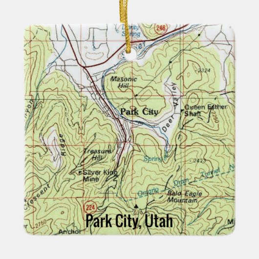 Park City Utah Topo Map Keramisch Ornament (Voorkant)