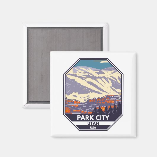 Park City Utah Winter Area Emblem Magneet (Voorkant / Achterkant)