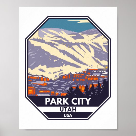 Park City Utah Winter Area Emblem Poster (Voorkant)