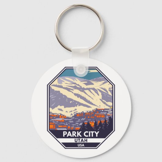 Park City Utah Winter Area Emblem Sleutelhanger (Voorkant)