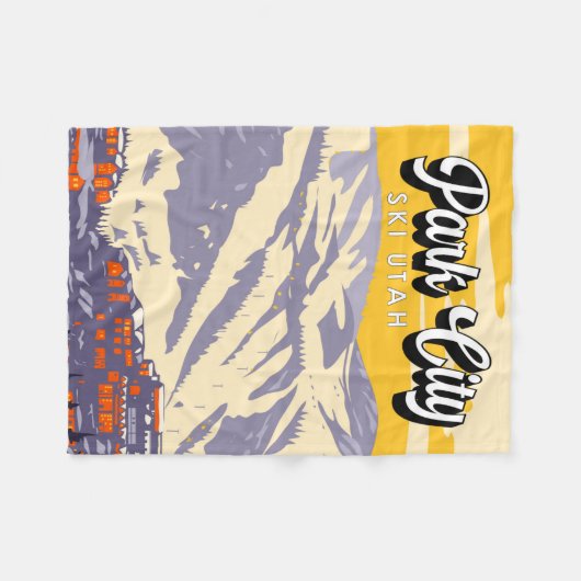 Park City Utah Winter Area Fleece Deken (Voorkant (Horizontaal))