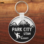 Park City Utah zwarte witte sneeuwplank sleutelhan Sleutelhanger (Voorkant)