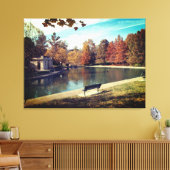 Park en Lake Stretched Canvas Afdruk (Insitu (Woonkamer))