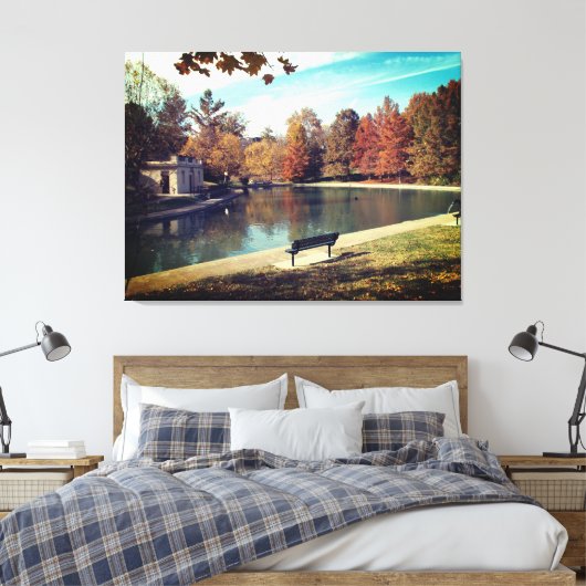 Park en Lake Stretched Canvas Afdruk (Insitu (Slaapkamer))