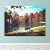 Park en Lake Stretched Canvas Afdruk (Insitu (Houten vloer))