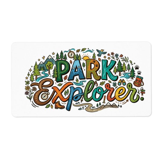 Park Explorer – Avontuur Natuur T-Shirt Etiket (Voorkant)