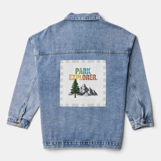Park Explorer. T-shirt ontwerp. Denim Jacket (Achterkant)