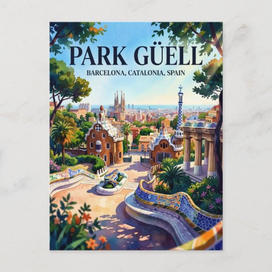 Park Güell, Barcelona, Catalonië, Spanje Spanje Briefkaart (Voorkant)