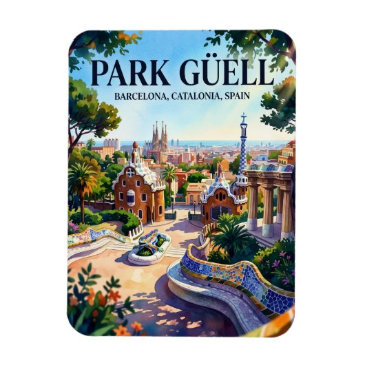 Park Güell, Barcelona, Catalonië, Spanje Spanje Magneet (Verticaal)