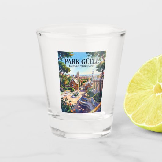 Park Güell, Barcelona, Catalonië, Spanje Spanje Shot Glas (Voorkant)