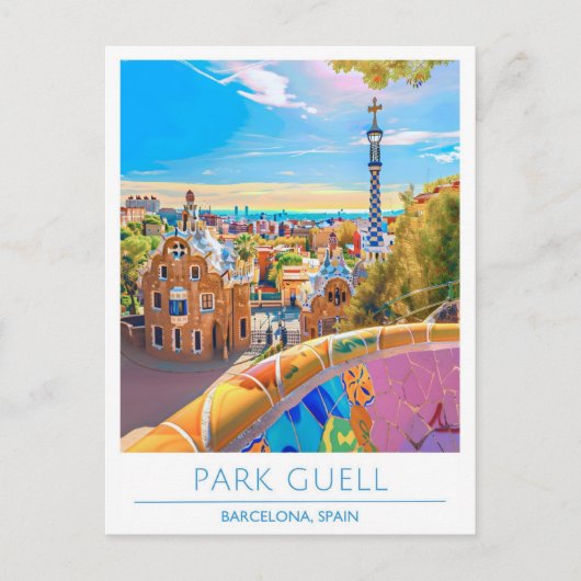 Park Guell Barcelona Spanje Reizen Briefkaart (Voorkant)