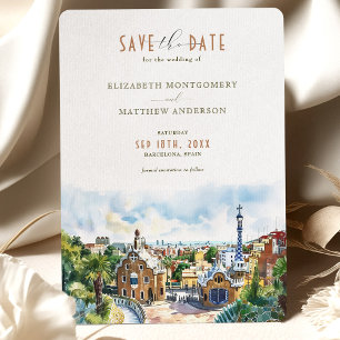 Park Güell Gaudi Barcelona Save-the-Date in het Ne Kaart