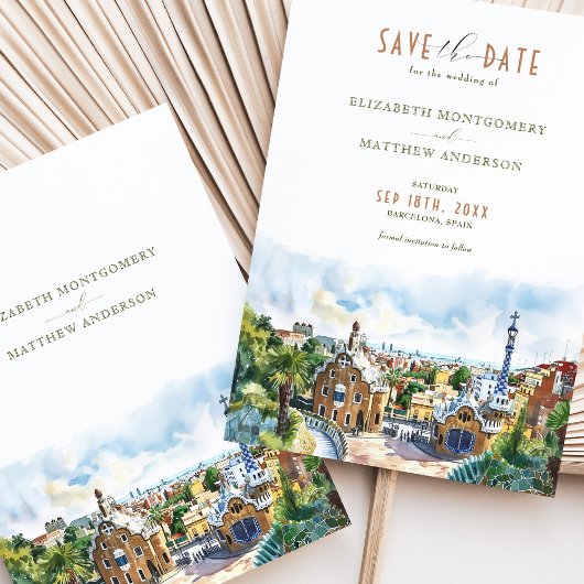 Park Güell Gaudi Barcelona Save-the-Date Kaart