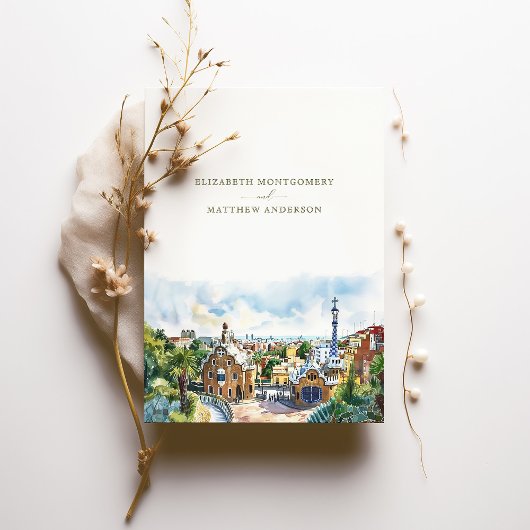 Park Güell Gaudi Barcelona Save-the-Date Kaart