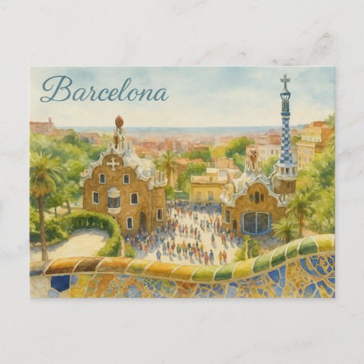 Park Güell in Barcelona Briefkaart (Voorkant)