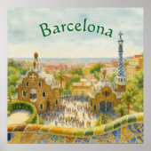 Park Güell in Barcelona, Spain Poster (Voorkant)