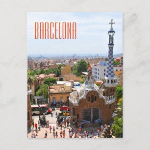 Park Guell in Barcelona, Spanje Briefkaart