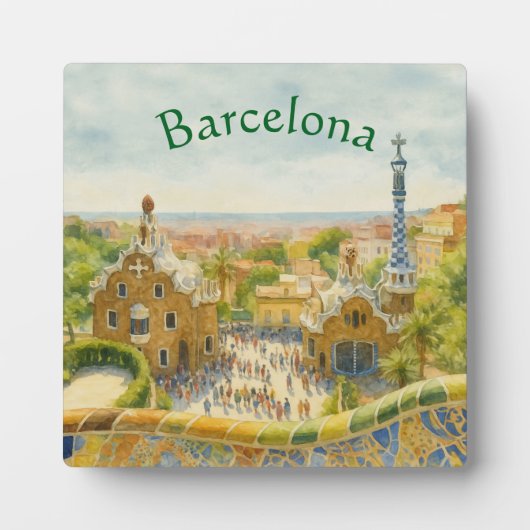 Park Güell in Barcelona, Spanje Fotoplaat (Voorkant)