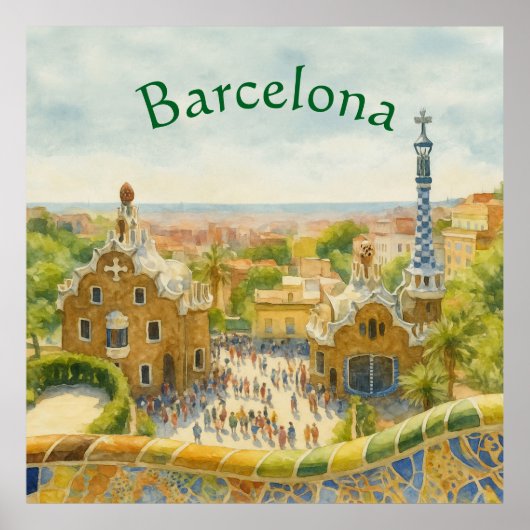 Park Güell in Barcelona, Spanje Poster (Voorkant)