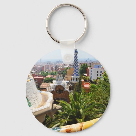Park Guell in Barcelona, Spanje Sleutelhanger (Voorkant)