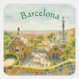 Park Güell in Barcelona, Spanje Vierkante Sticker