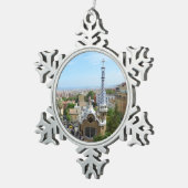 Park Guell in Barcelona Tin Sneeuwvlok Ornament (Rechts)