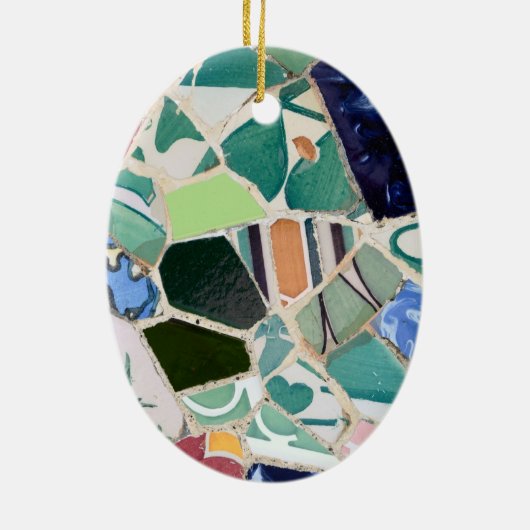 Park Guell mosaics oval Ornament (Achterkant)
