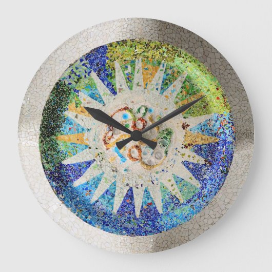 Park Guell mosaics Wall Clock Grote Klok (Voorkant)