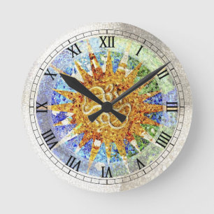 Park Guell mosaics Wall Clock Ronde Klok