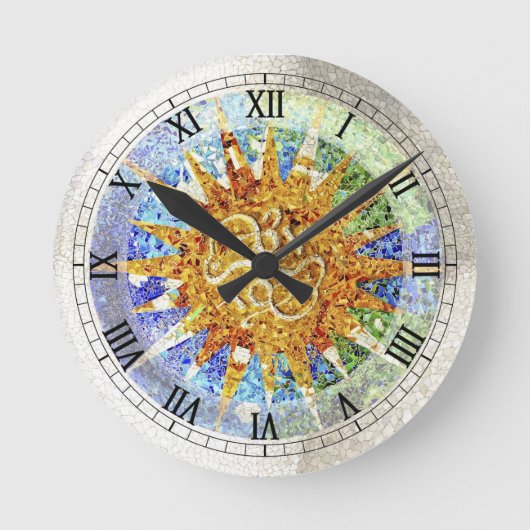 Park Guell mosaics Wall Clock Ronde Klok (Voorkant)