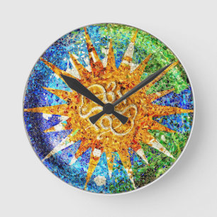 Park Guell mosaics Wall Clock Ronde Klok
