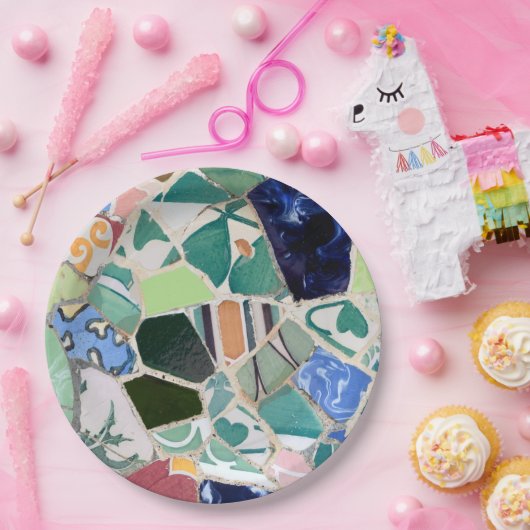 Park Guell-mozaïeken Papieren Bordje (Feest)