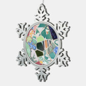 Park Guell-mozaïeken Tin Sneeuwvlok Ornament (Rechts)
