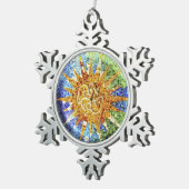 Park Guell-mozaïeken Tin Sneeuwvlok Ornament (Rechts)