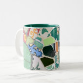 Park Guell-mozaïeken Tweekleurige Koffiemok (Voorkant links)