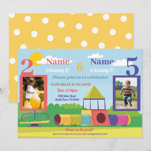 Park Kids Verjaardag Meisjes Jongens Alle Leeftijd Kaart (Voorkant / Achterkant)