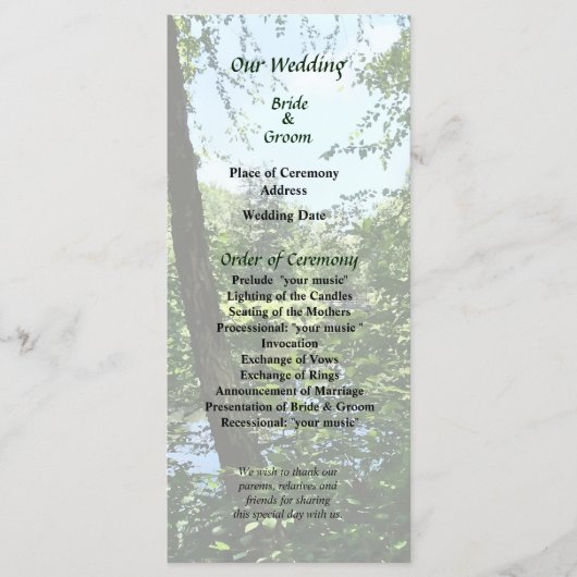 Park met Bridge in Distance Wedding Program Programmakaart (Voorkant)