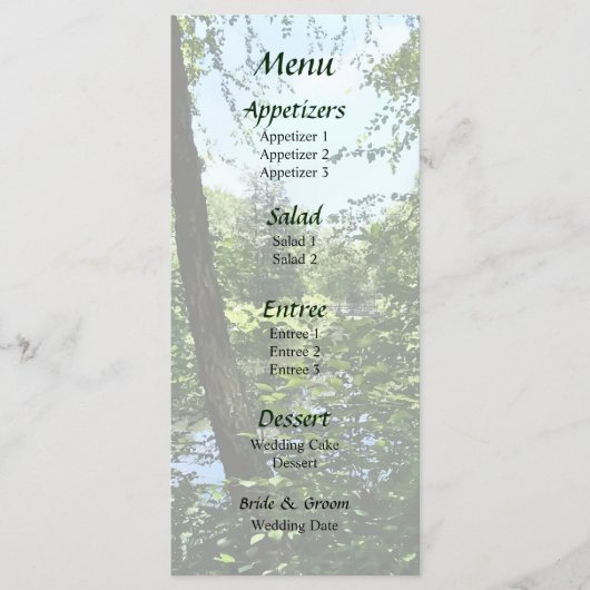 Park met Brug in het Menu van de Wedding van de Af (Voorkant)