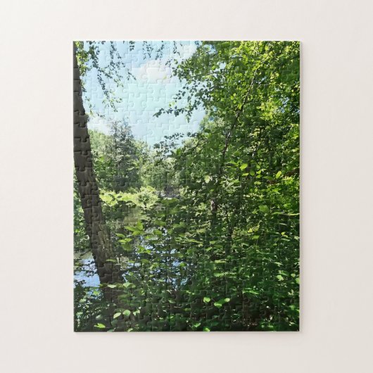 Park met brug op afstand legpuzzel (Verticaal)