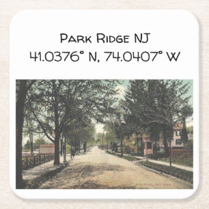 Park Ridge NJ Map Coordinates 1910  stijl Kartonnen Onderzetters