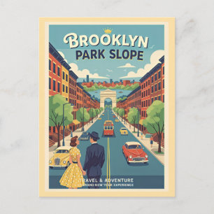 Park Slope Brooklyn NY jaren 50 Retro Reizen Briefkaart