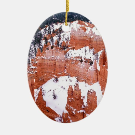 Park Snowy Bryce Canyon Utah Keramisch Ornament (Voorkant)