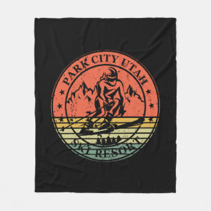 Park stad Utah skigebied vintage Fleece Deken