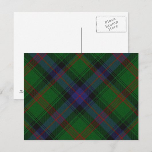 Park tartan green blue plaid briefkaart (Voorkant / Achterkant)