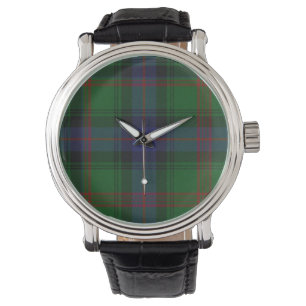 Park tartan green blue plaid horloge